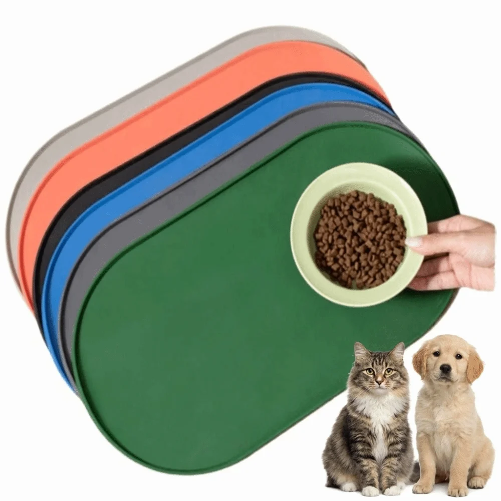Durable Silicone Pet Food Mat Non-Slip Design Waterproof Cat Feeding Mat Raised Edges Easy Clean Pet Placemats Pet Supplies
