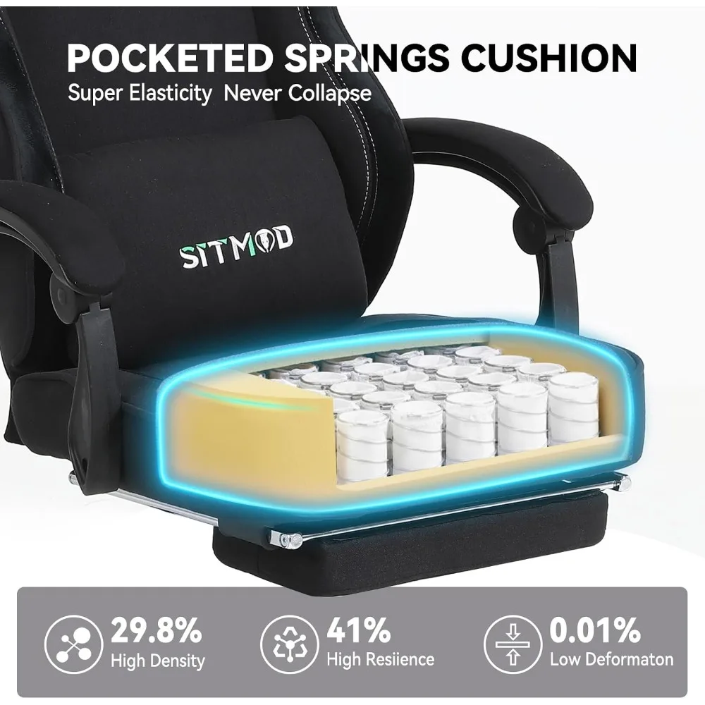 Ergonomic Gaming Chair with Footrest and Pocket Spring Cushion: Supportive and Comfortable for Big and Tall Users view 5