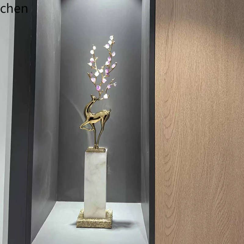 Entrance Deer Ornament High-end TV Cabinet Hallway Light Luxury Wealth-attracting Tall Artistic Housewarming Decoration