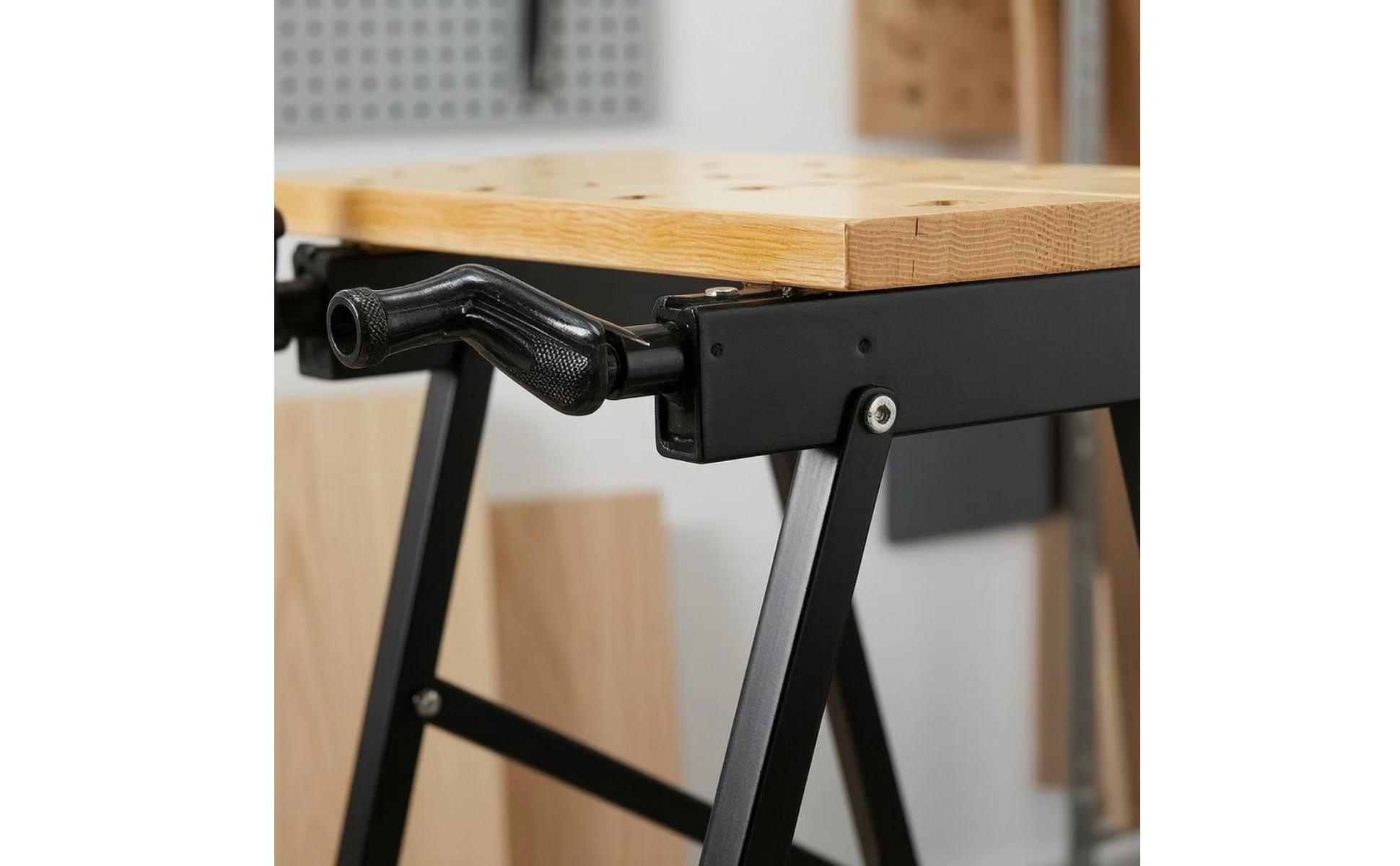 Folding Workbench Foldable Portable Workbench Folding Work Table Metal Frame Shop Gear Adjustable Opening for Woodworking
