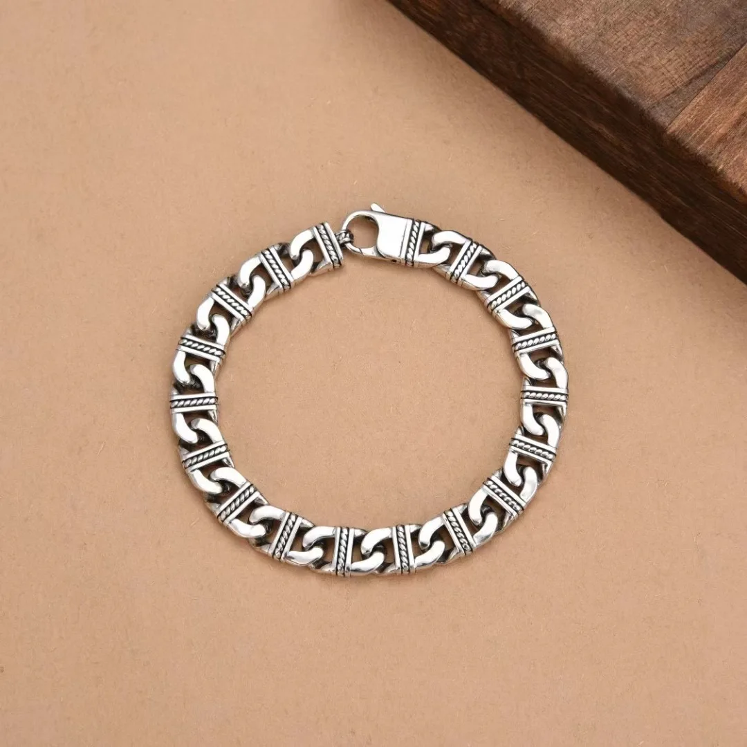 S925 sterling silver bracelet with minimalist design  Punk Light Body Silver Chain Fashion Couple Chain Jewelry