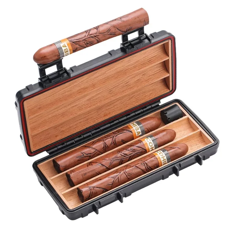 Three Pack Cigar Box, Portable Car Travel Moisturizing Cigar Box.