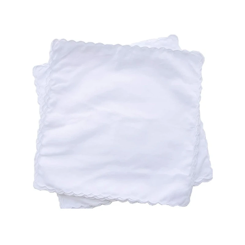 Lightweight White Handkerchiefs Cotton Square Hankie Washable Chest Towel Pocket Handkerchiefs for Adult Wedding Party