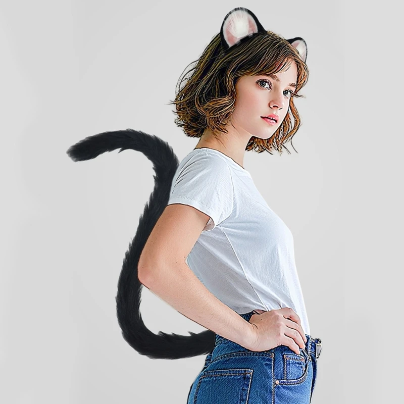 39BD Faux Furs Animal Tail Mouse Uszy na głowę Halloween Christmas Party Costume Toy
