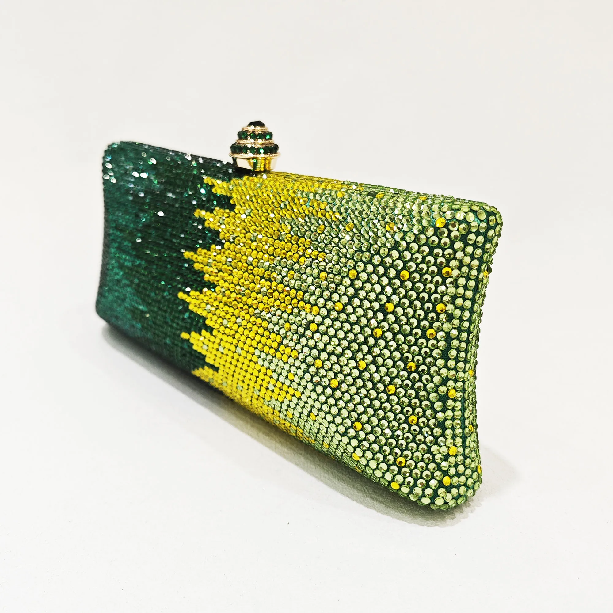 Female Evening Clutch Bags Green/Yellow Party Purse Crystal Wedding Party Bags Purses Women Shoulder Handbags Rhinestone Bag