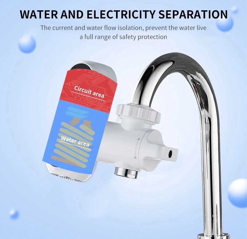 Fudeer Water Heater Faucet Instant Tankless Electric Heating Water Tap Adapter Kitchen Instant Heating Tap Water Heater EU