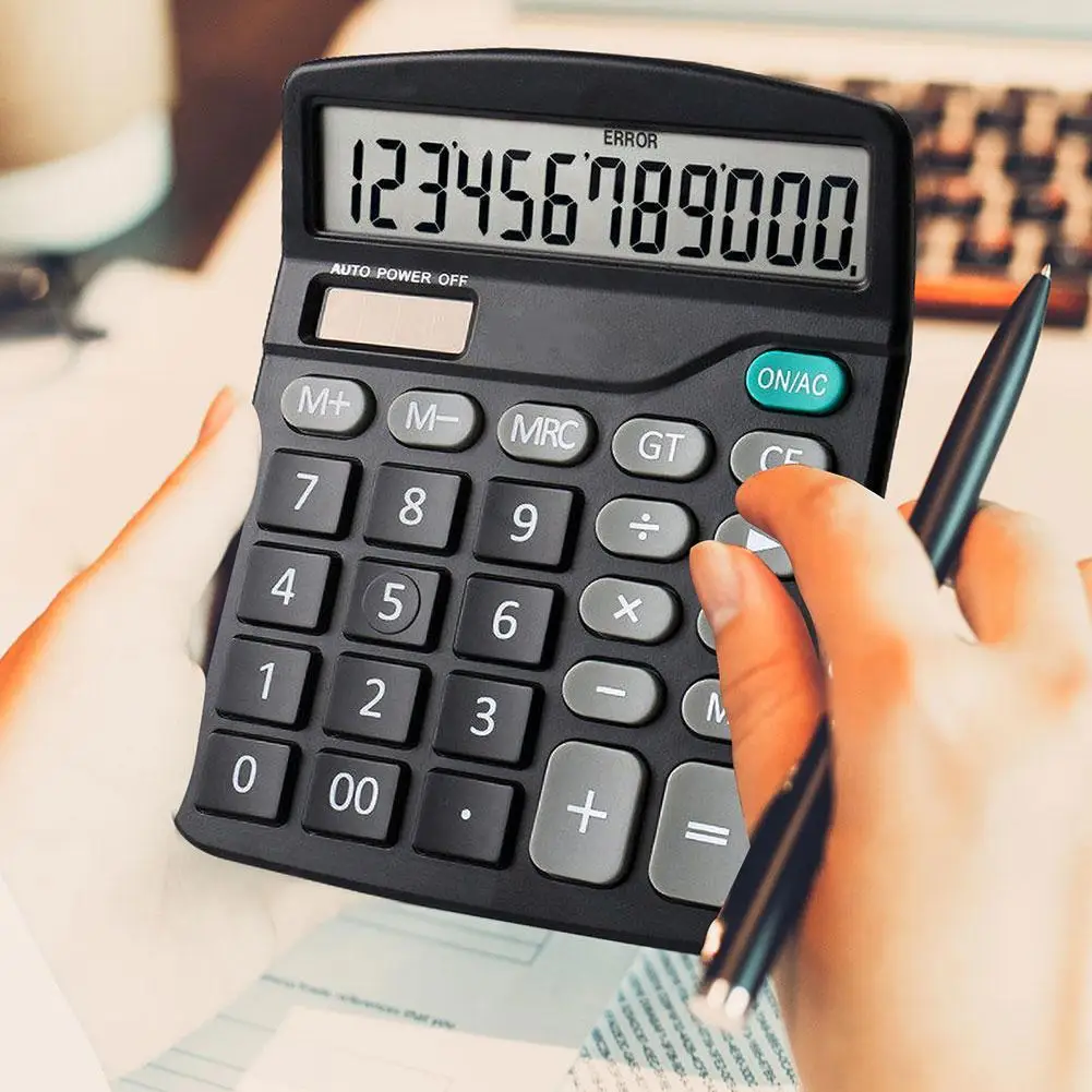 12 Digits Electronic Calculator Solar Dual Power Supply Large Screen Clear Display for Home Office School Financial Accounting