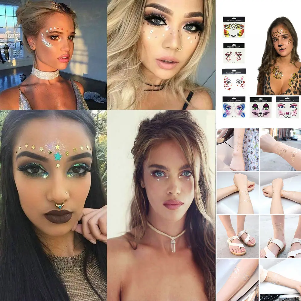 Musik Festival Neue Bronzing Tattoo Sticker Goldene Gesicht Temporäre Tattoos Wasserdichte Sommersprossen Make-Up Aufkleber Auge Decals Großhandel