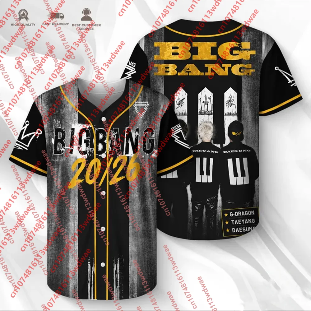 BIGBANG 2026 World Tour Baseball Jersey Unisex Short‑Sleeve Vintage Women Top For K‑pop Concert VIP Fans Collectible Merch