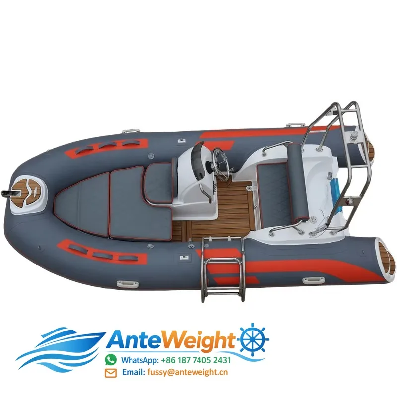 12FT 3.9m Rib390C Sport Yacht Rigid Inflatable Fishing Boat with Teak Floor Fiberglass Hull Surfing Ready 1.2mm for Sale