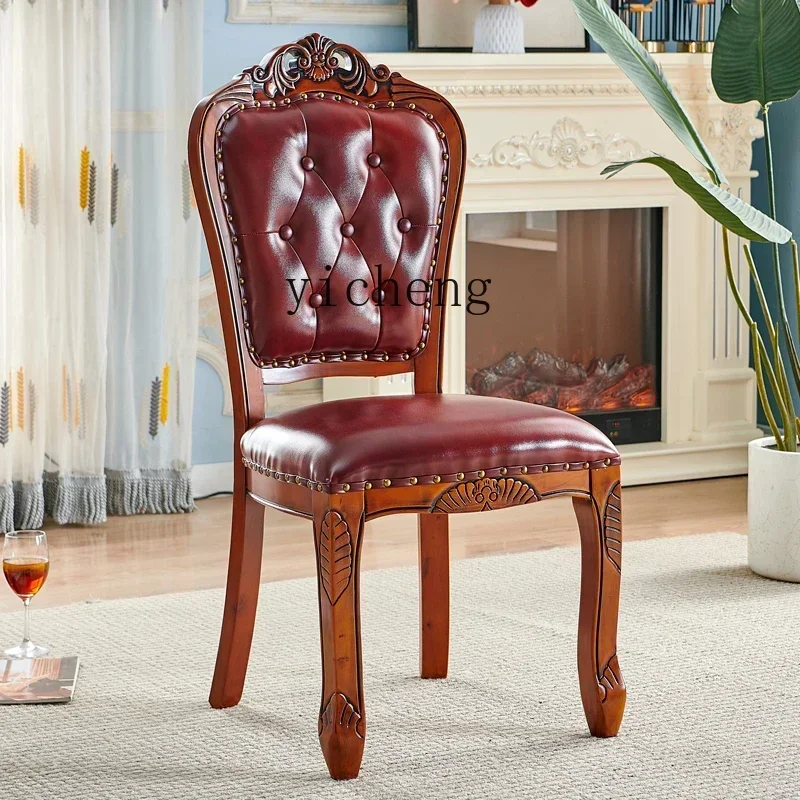 b-4TQH European style old American mahjong retro hotel negotiation chair home balcony backrest dining table and chairs