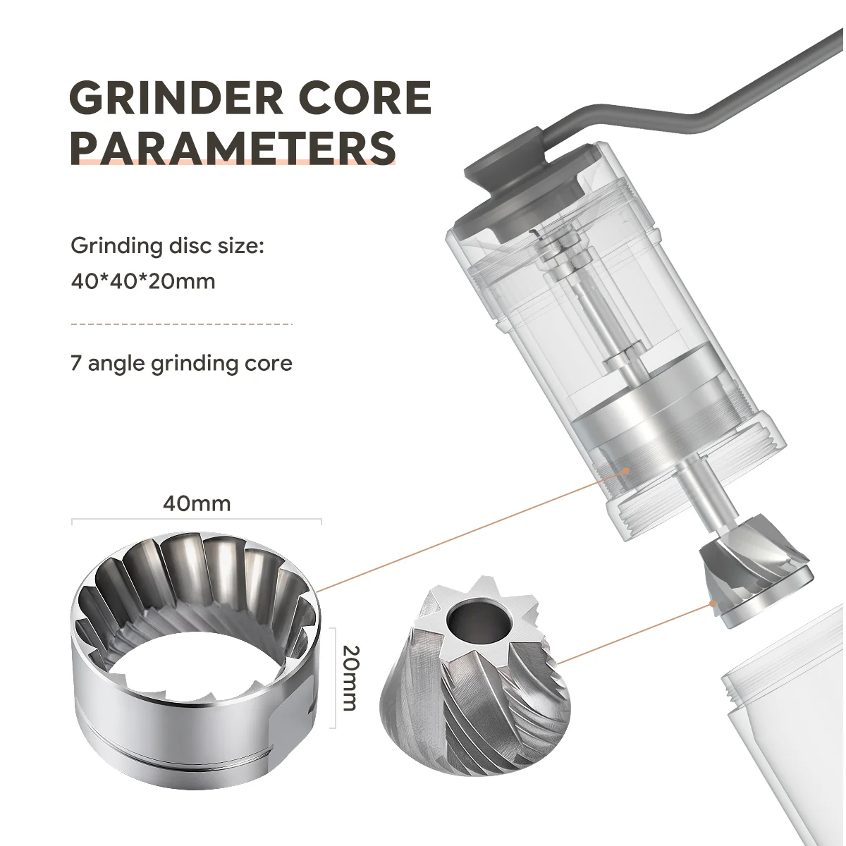 Upgrade Manual Coffee Grinder Professional 420 Stainless Steel 7 Core Burrs Coffee Beans Grinder Handmade Coffee Tools