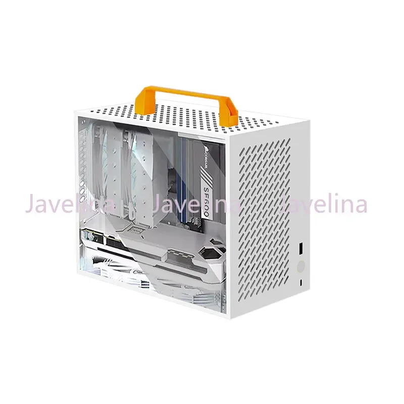 A59 Compact ITX Case, White Small Handheld Portable Mini Desktop Computer Host Case MATX