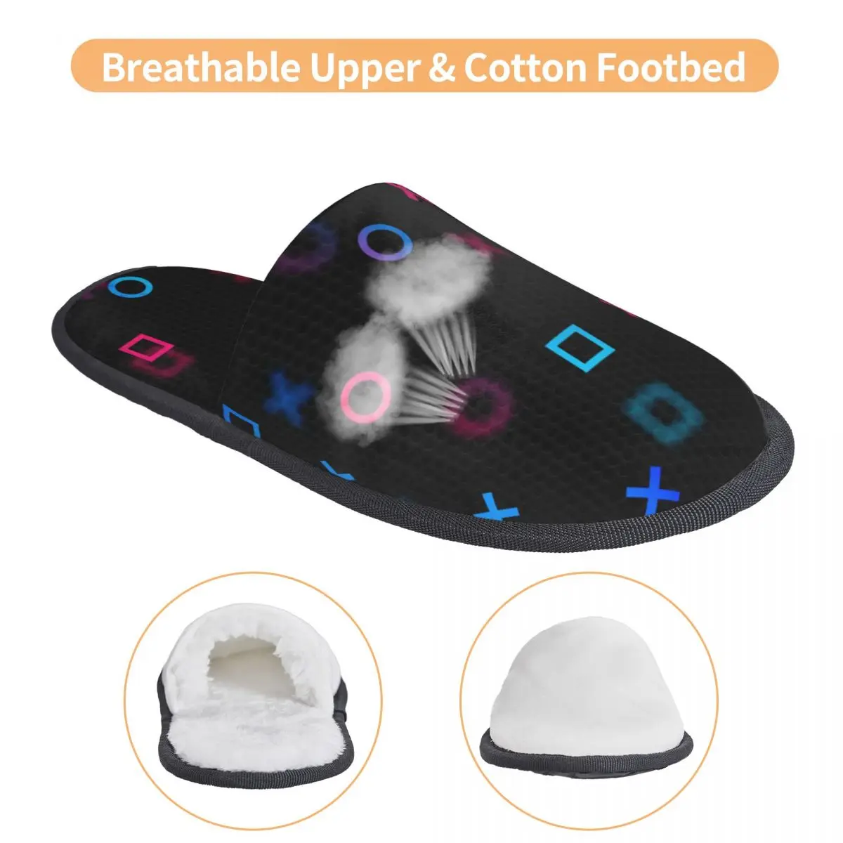 Zapatillas de casa personalizadas con botón para Gamer, zapatos de espuma viscoelástica para dormitorio, regalo para amantes de los videojuegos