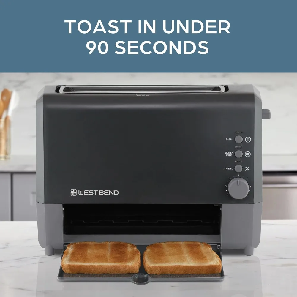 2 Slice Toaster,Wide Slot Slide Through w/Bagel & Gluten-Free Settings and Cool Touch Exterior Includes Removable Serving Tray