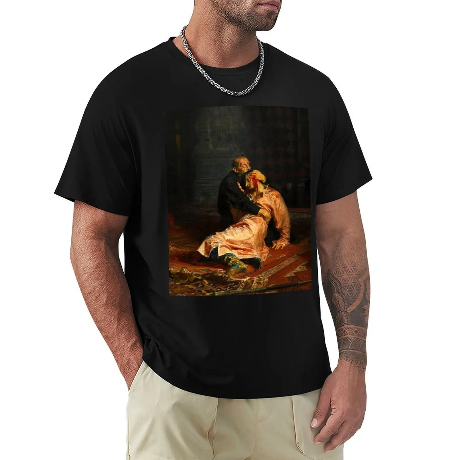 Vivid Retro - Ivan the Terrible and His Son Ivan T-Shirt Abstract Pattern Print Top