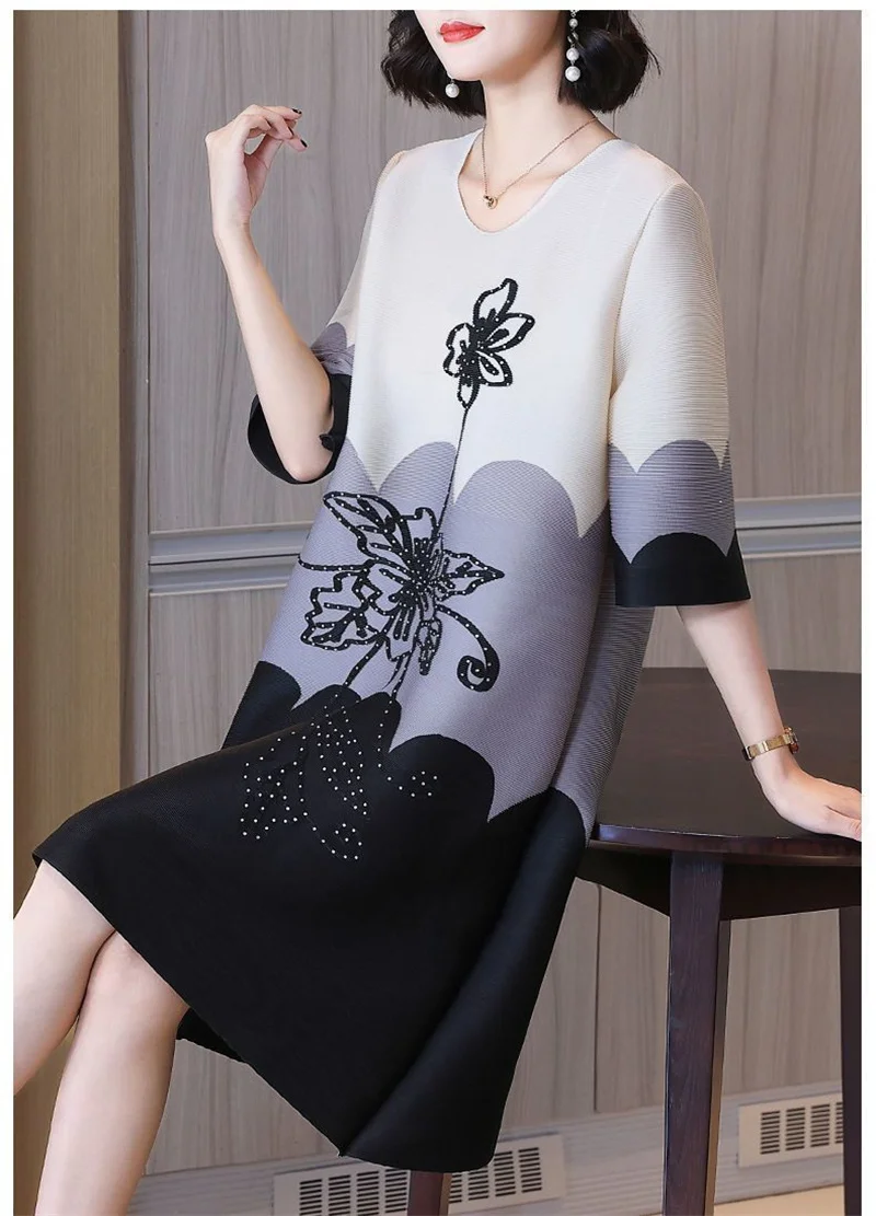 Vestidos de noite femininos dobráveis plus size vestido estampado feminino em longo primavera e verão solto saia high-end temperamento