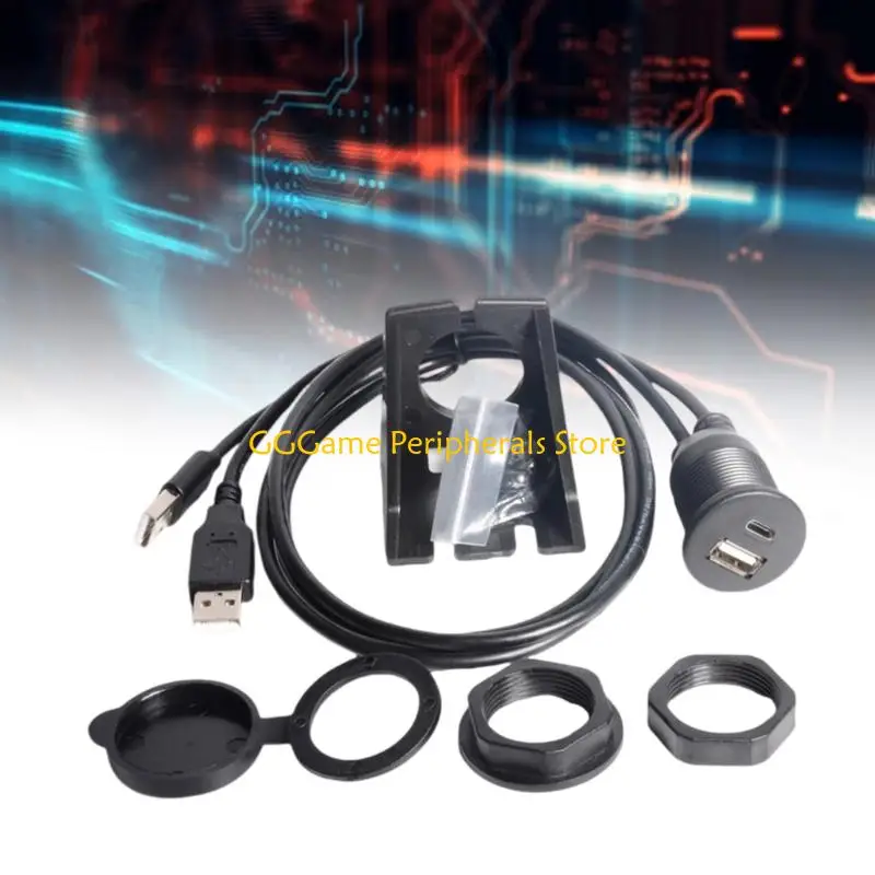 U55B Double Port USB Female Type C Female Extension Cable 1m Reinforced PVC