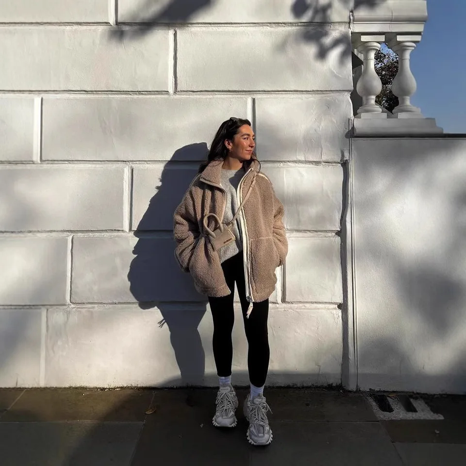 

Women S Fashion Autumn Winter New Loose Fit Anti Sheep Wool Personality Casual Outdoor Zipper Jacket