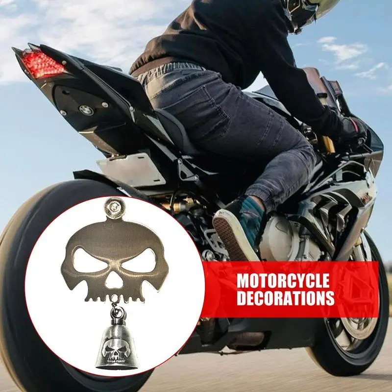 Skull Bell Hanger Mount Motorcycle Luck Bell With Skull Hanger Metal Rider Riding Accessory Pendants For Cyclists Men Boyfriend 3