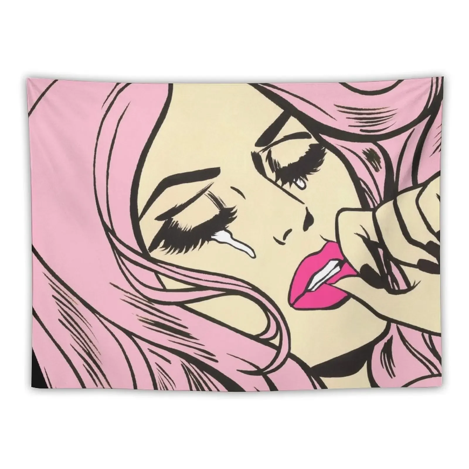 

Pastel Pink Sad Girl Tapestry Aesthetic Room Decoration Decoration For Bedroom Tapestry