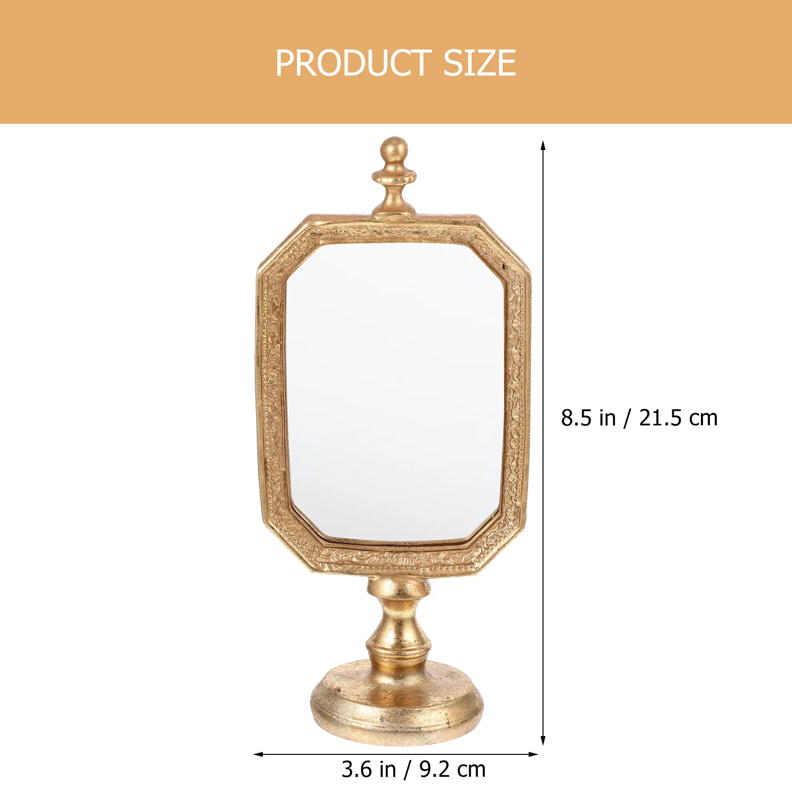 Chic Retro Makeup Mirror Desktop Tabletop Mirror Smooth Edges Stable Base Elegant Design European Room Decor