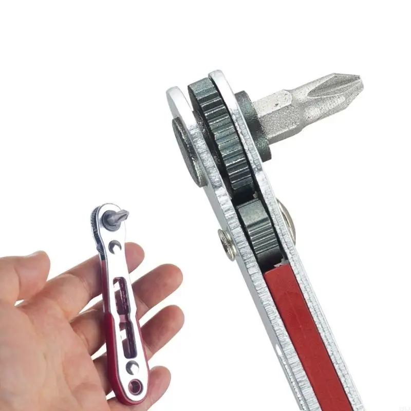 A9LA Portable Bidirectional Mini 90 Derajat Magnetik Ratchet Kunci Kunci Hexagonal Hexagonal Obeng untuk ruang yang ketat dan