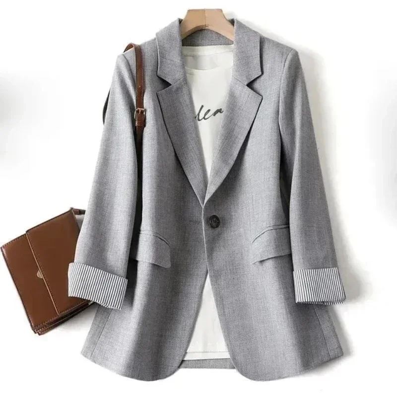 Frauen Jacken Lässig Lose Blazer Langarm Herbst Winter Elegante Mantel Mode Geschäft Lose Plaid Anzüge Pendler Kleidung 2024