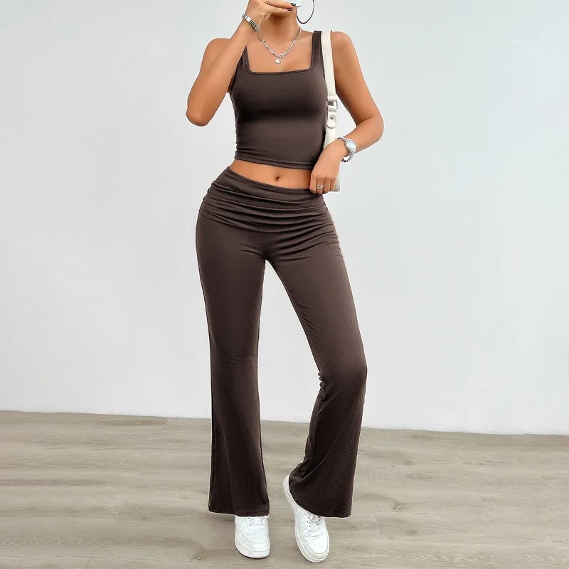 

Summer Women's Sports Casual Solid Tank Top & Tight Pants Set Temperament Commuting New Fashion Female Elegant Two Piece Outfits