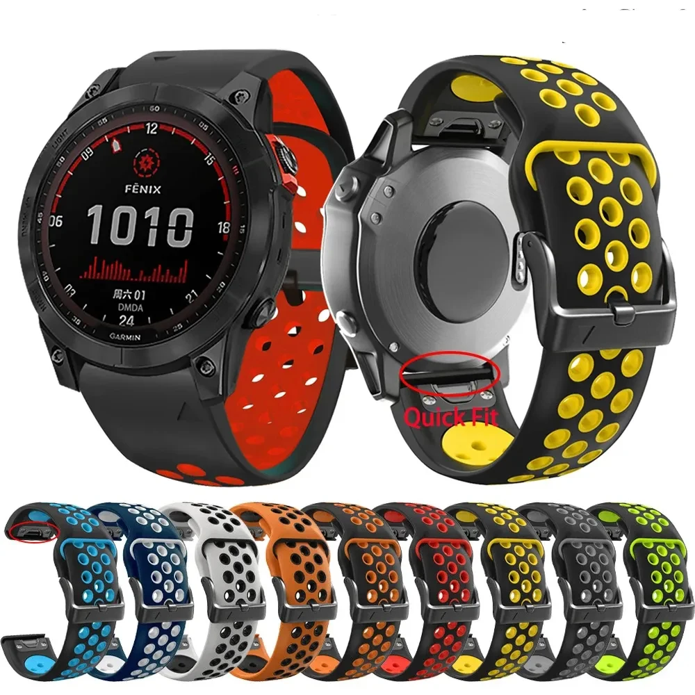 Quickfit Silicone Band For Garmin Fenix 7 7X 6X 6 Pro GPS 5 5X Plus Instinct 2 Epix 2 945 935 Bracelet Strap 26mm 22mm Wristband