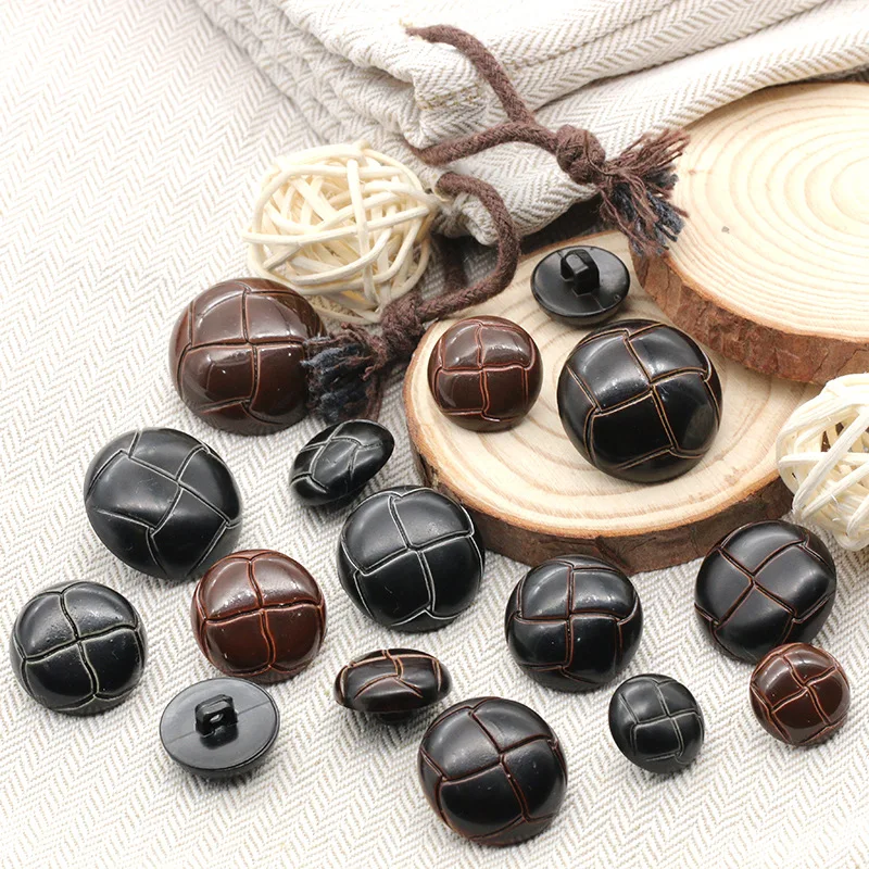 100 stücke Vintage Faux Leder Fußball Mantel Dome Nähen Auf Button Dark Braun Schwarz für Bekleidungs Zubehör 15mm 18mm 20mm – Detail 1
