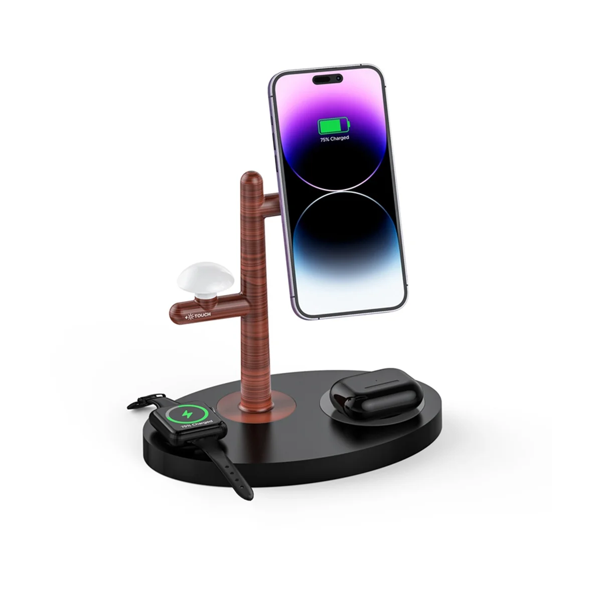 เครื่องชาร์จไร้สาย 3 in 1 Magnetic Wireless Charger ขาตั้งไฟ LED แท่นชาร์จอย่างรวดเร็วสําหรับ S8 สําหรับ - สีดํา