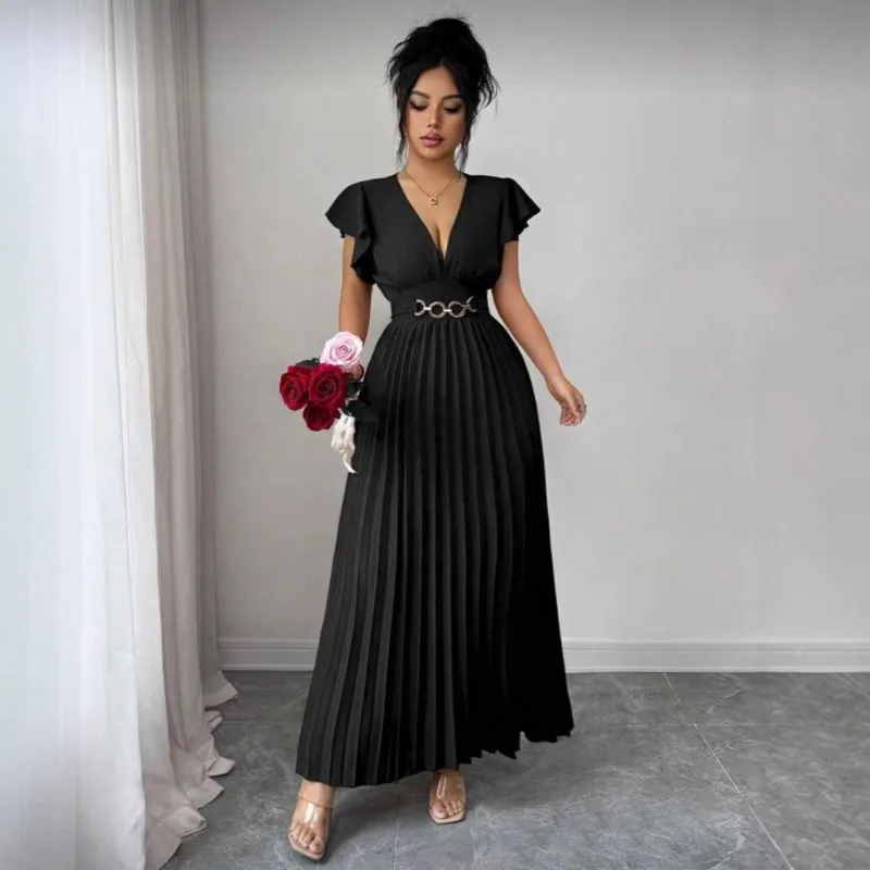New V-neck Ruffle Edge Sleeves Solid - Image 2