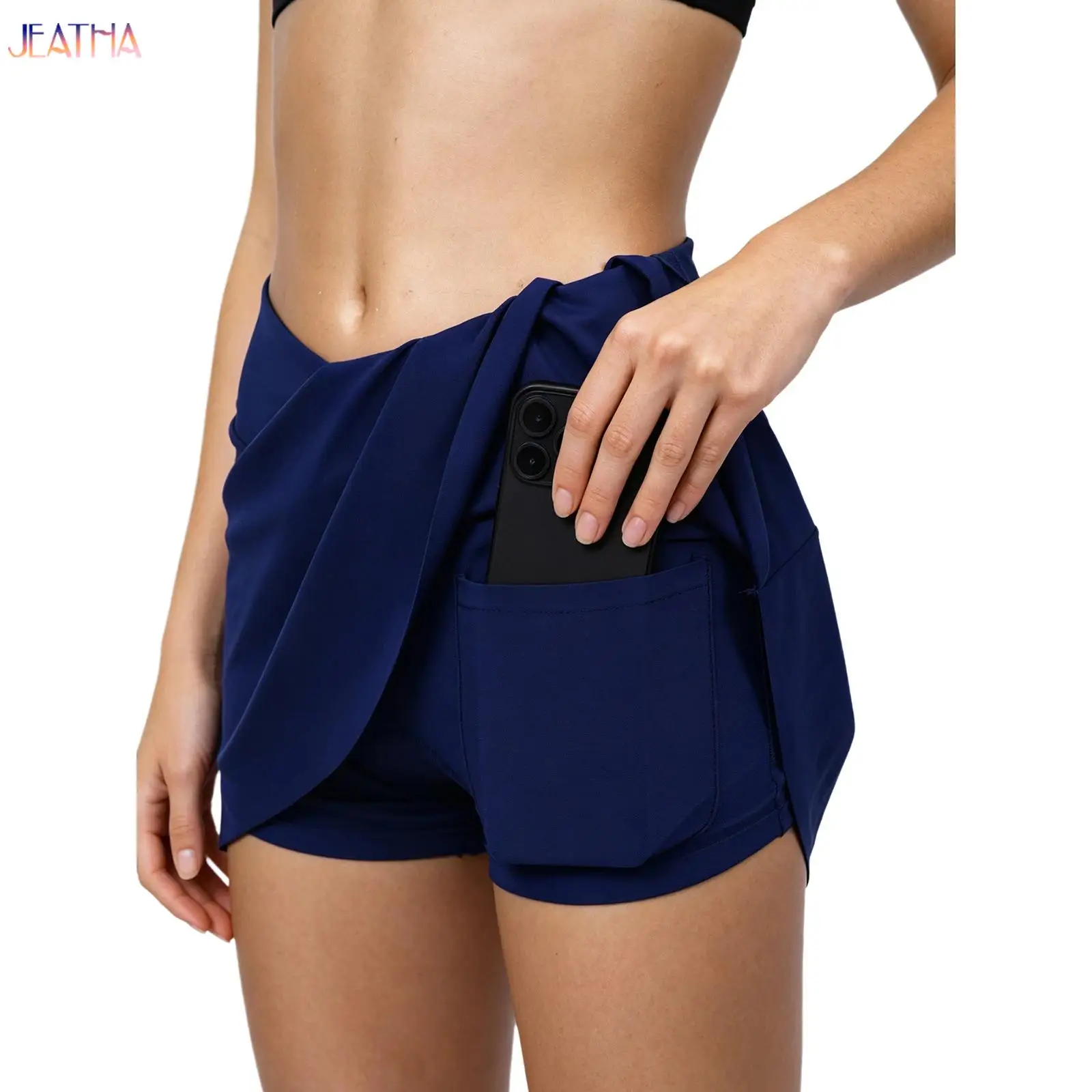 New Women Cycling Tennis Skirt V-front Built-in 3D Padded Inner Pocket Quick Drying Sports Short Running Fitness Skirt Culottes