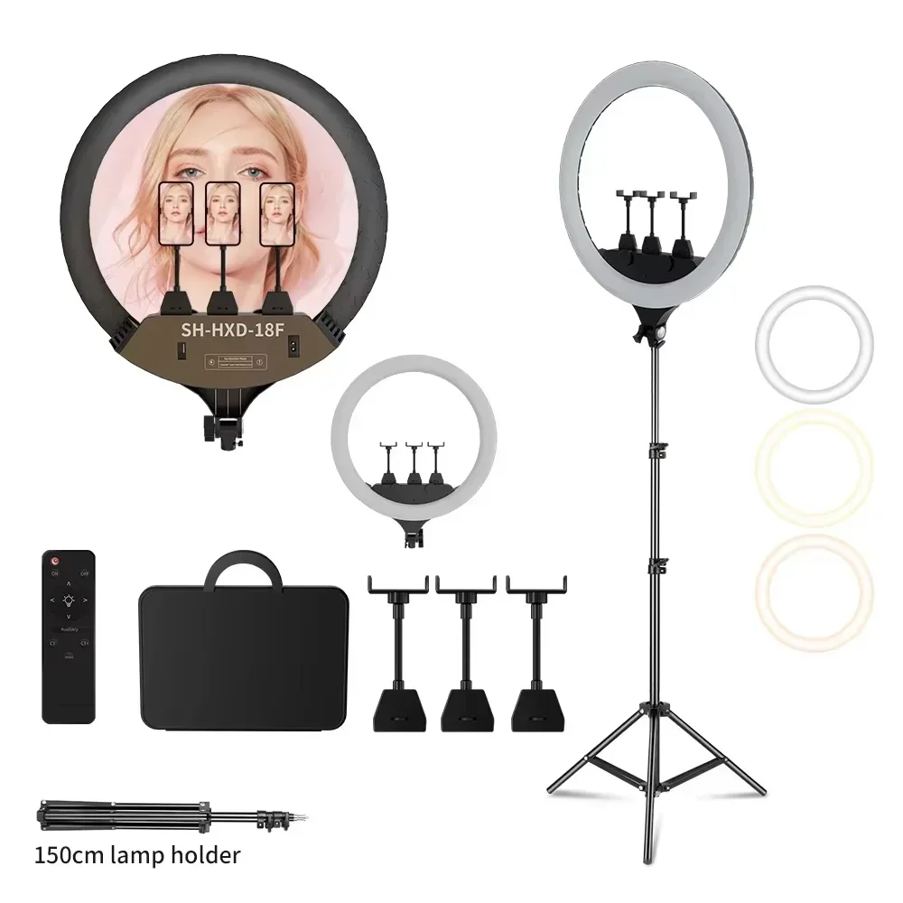 Grote ringlamp 18 inch selfie LED-videolamp met statief Telefoonclip voor YouTube Live Light Photo Photography Studio