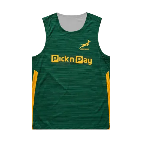 Springbok Rugby Players Issue Training Vest Sleeveless Jersey Quick Dry Green Yellow Color Block Sports Tank Top Family Matching
