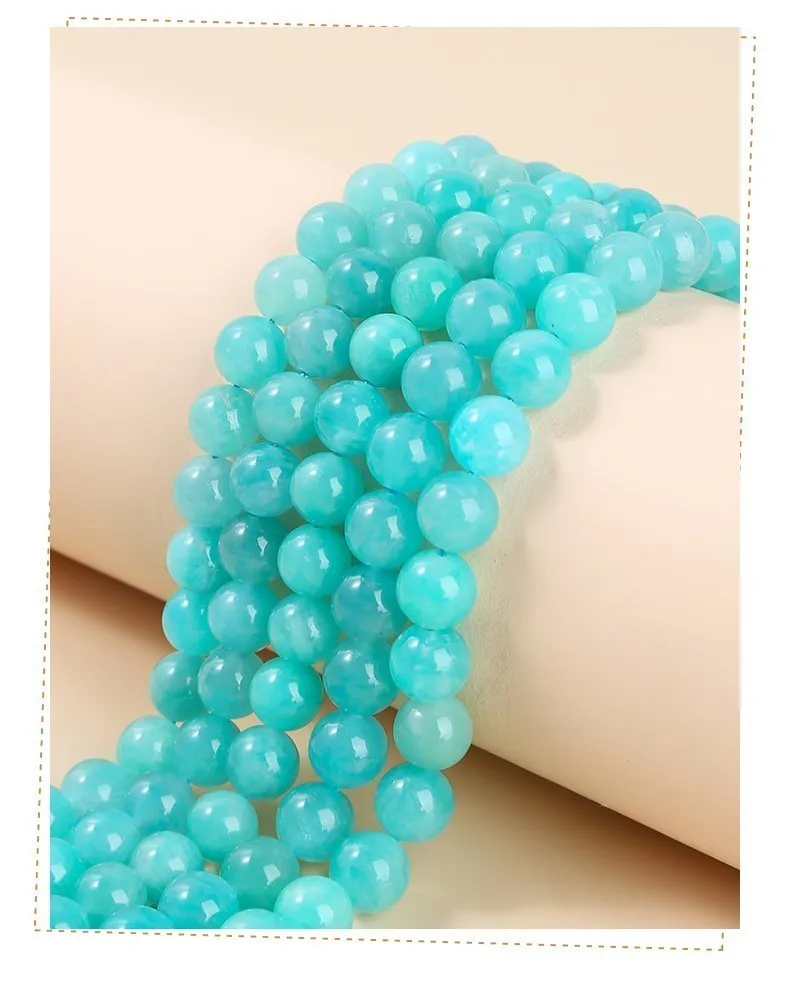 Natürliche Klar Ice Amazonit Edelsteine Perlen Runde Lose Stein Perlen Für Schmuck Machen DIY Armband Halskette Zubehör Erkenntnisse 15" – Detail 7