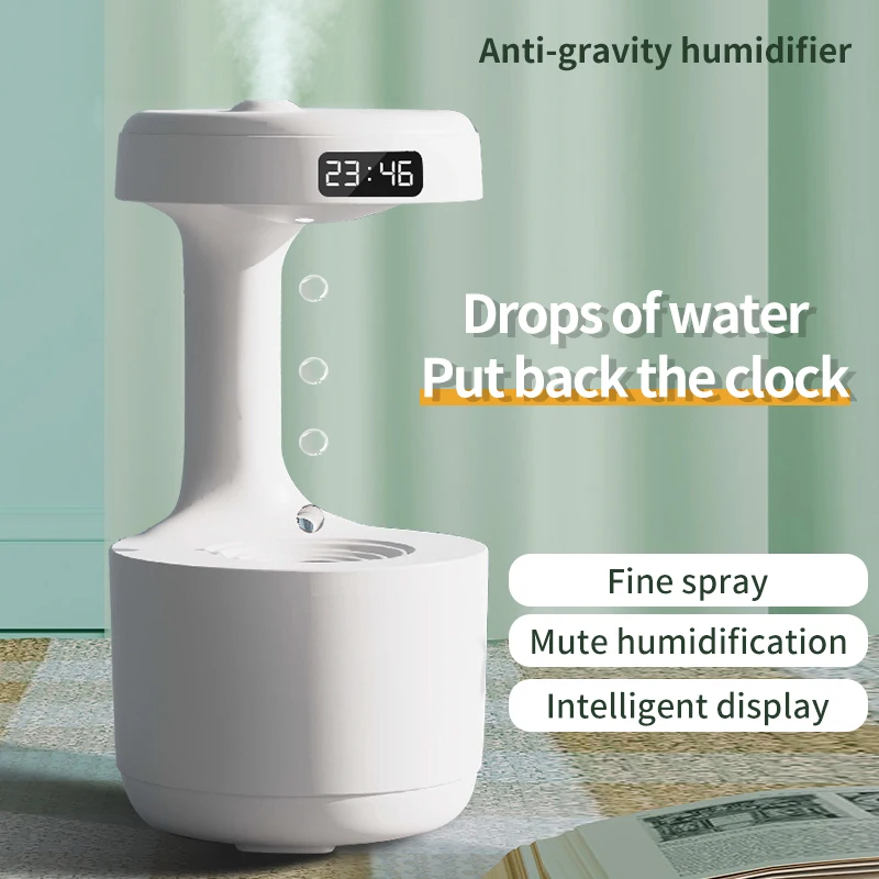 New Air Humidifier Anti Gravity Fun Water Droplet Ultrasonic Fog Cooler Diffuser Spray With LED Display Home Office