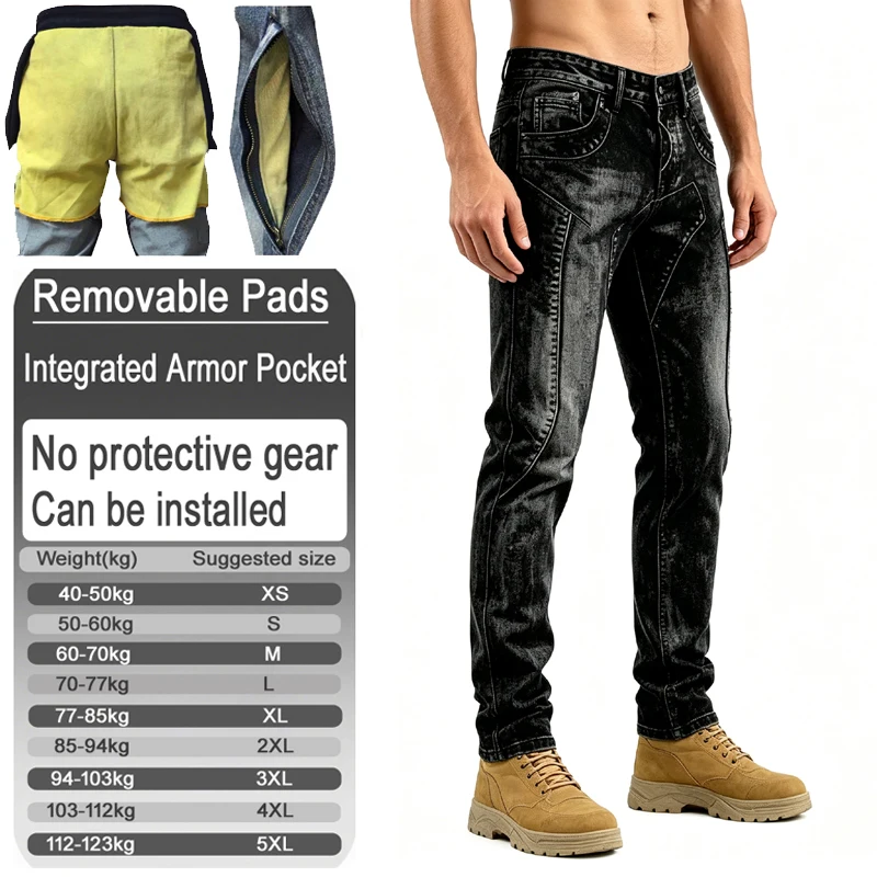 Men's aramid Racing jeans kevlar Reinforced motocross pants motorcycle riding for men with armor pockets armor not included 036