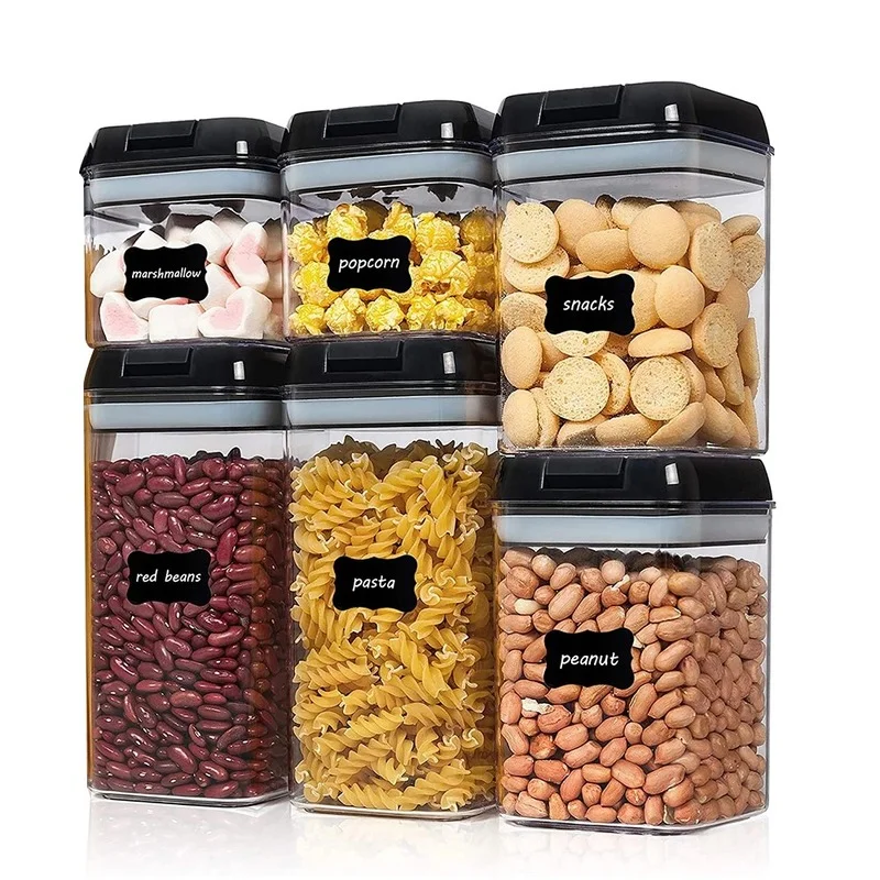 1.2L Airtight Food Storage Container 6Pcs Set Plastic Food Container Kitchen Multigrain Sealed Storage Jar Cans for Bulk Cereals