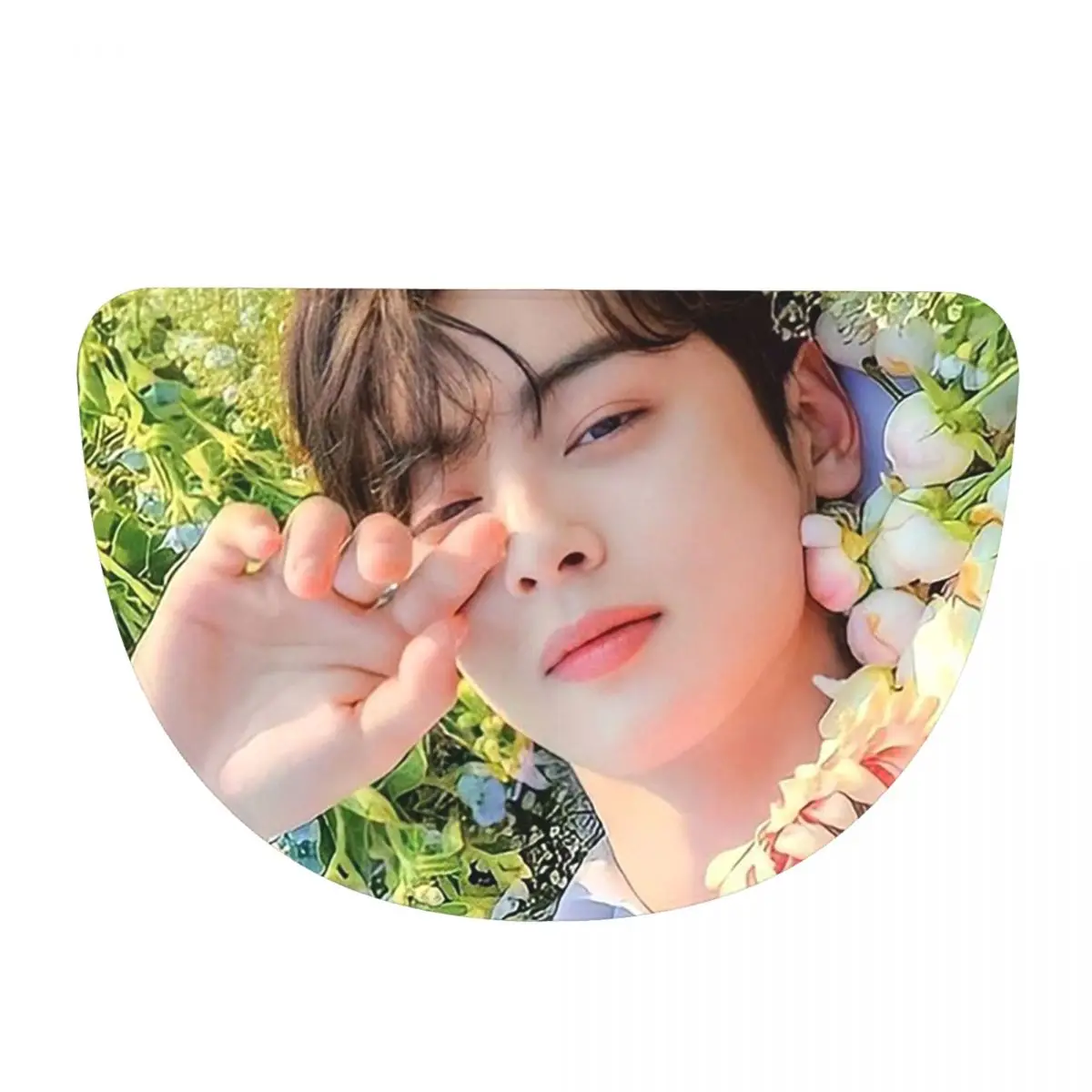 Cha EunWoo Kpop Astro Soft Flannel Half Round Doormat Non Slip Bathroom Mat Absorbent Floor Carpet for Living Room