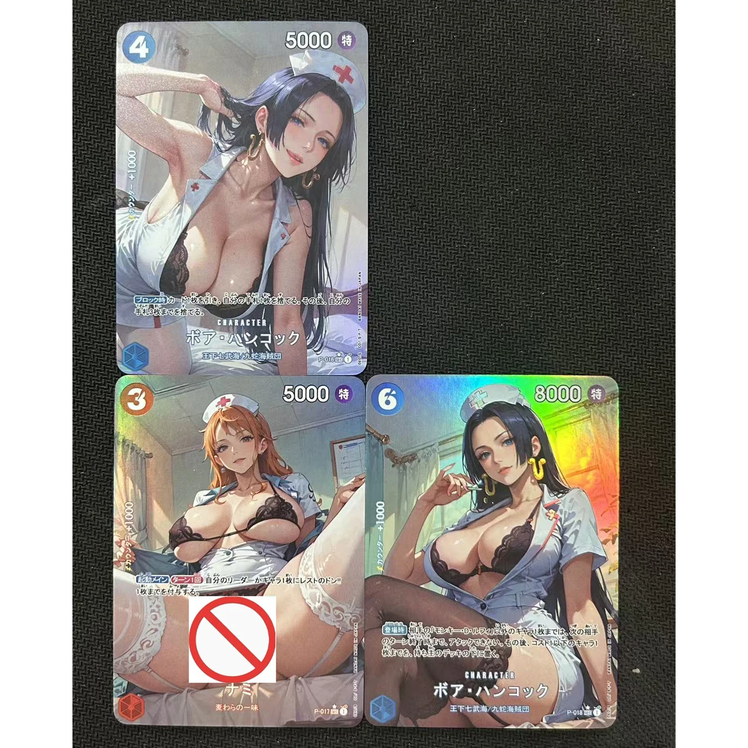 3 pièces/ensemble une pièce Nami Hancock infirmière série couleur carte Flash bricolage OPCG classique Anime cartes de Collection cadeau jouet