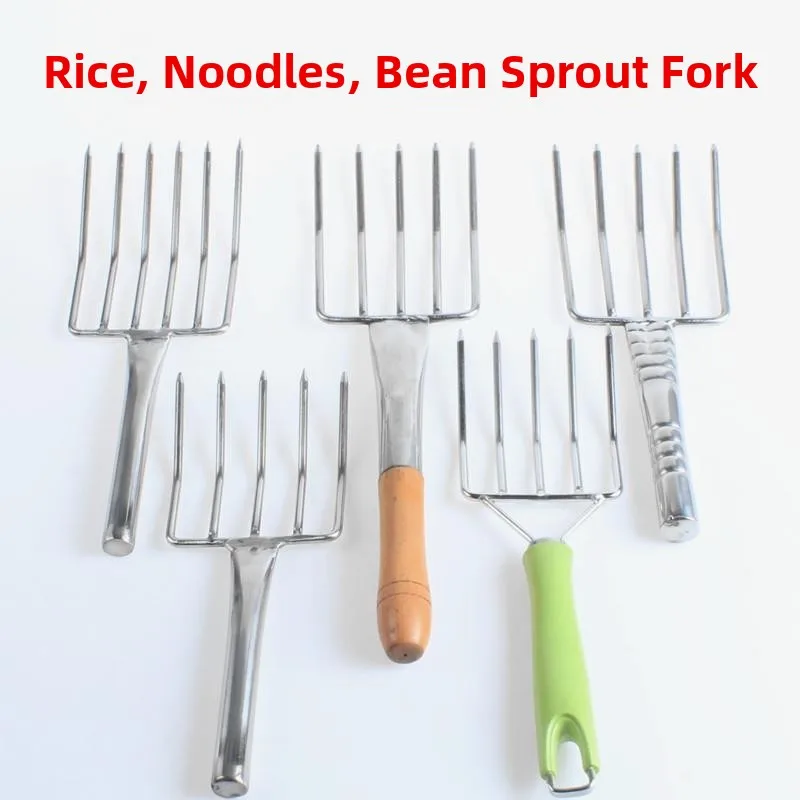 

Stainl Steel Bean Sprout Fork Large Five-Tooth Rice Fork Kitchen Restaurant ering Rice Serving Tool Metal Utensils