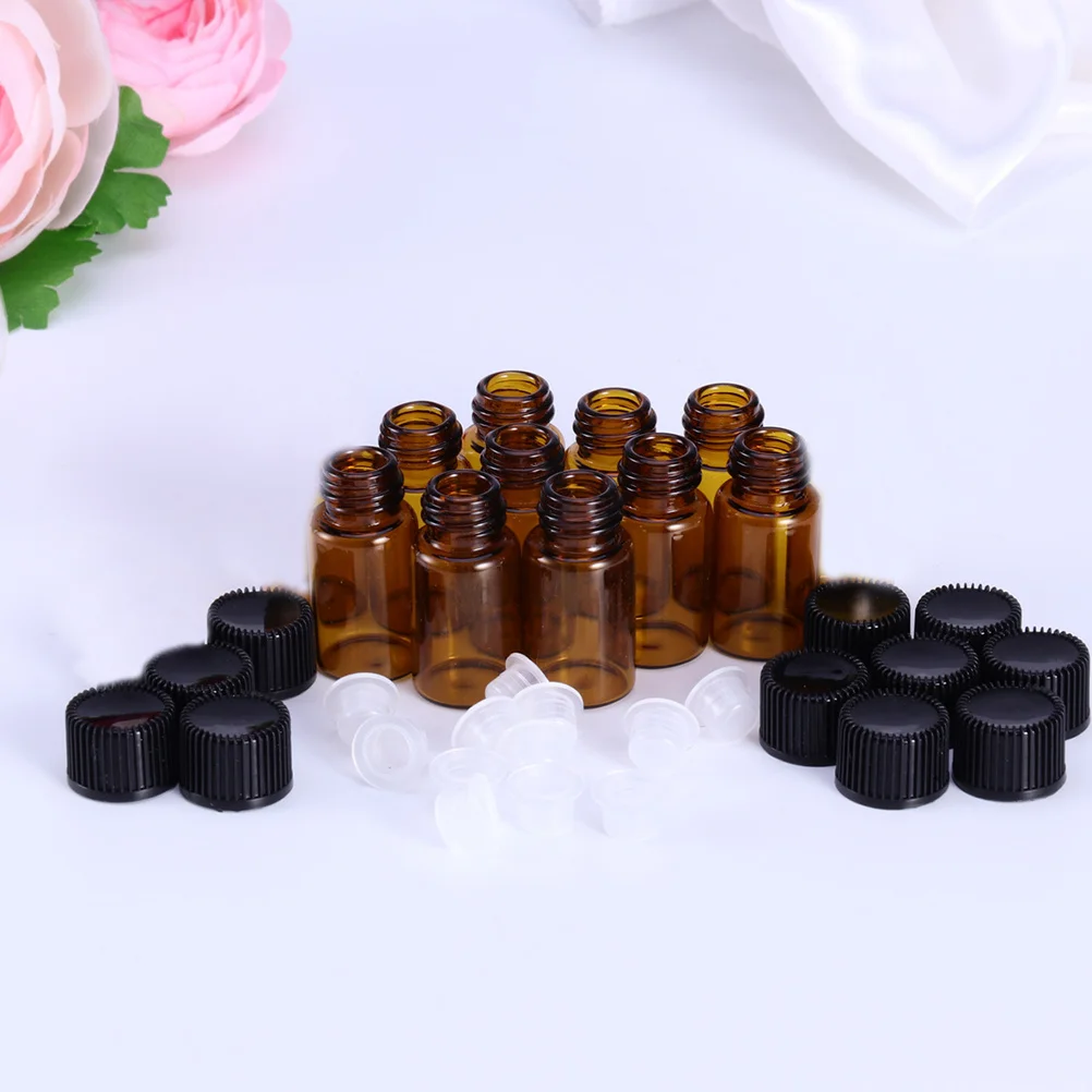 

10Pcs 3Ml Small Glass Vial Bottles Dark Brown Refillable for Perfumes Colognes Essential Oils Travel Friendly Compact with