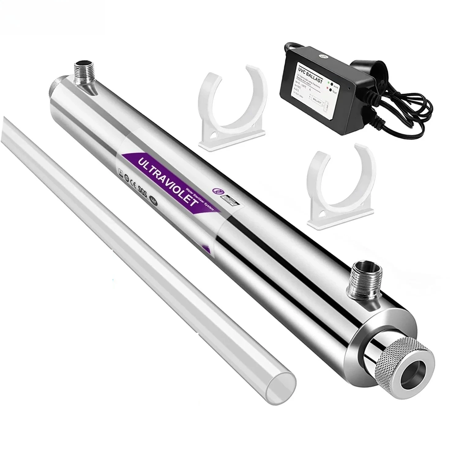 Esterilizador de agua ultravioleta UV LED para filtro de agua debajo del fregadero/sistema purificador RO acero inoxidable sin mercurio vida útil de 10 años