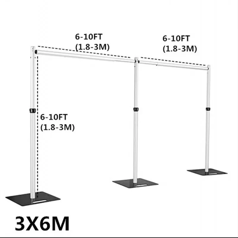 Imagem -05 - Duplo Crossbar Backdrop Kit Quadro Cortina de Alumínio Suporte de Cortina Prateleira de Fios de Flor Decoração de Festa de Casamento Novo Ajustável