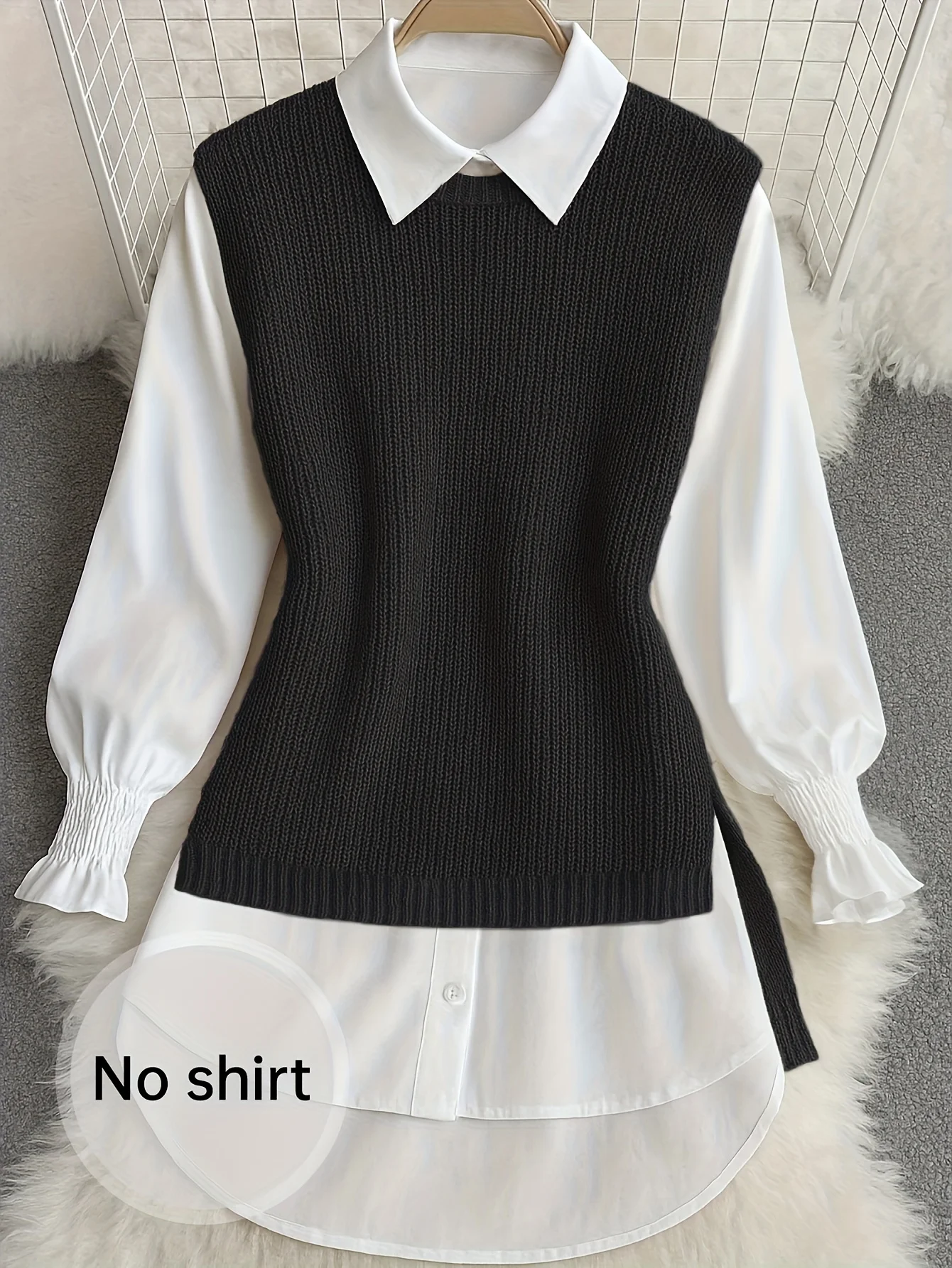 

Женский кардиган без рукавов, повседневный и свободный крой, без рубашки в комплекте. Можно сложить осенью и зимой.