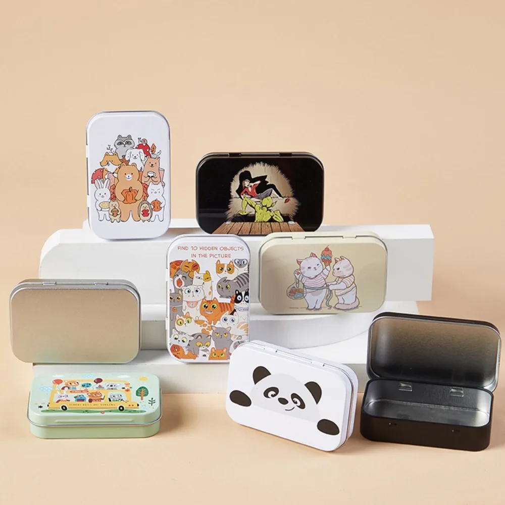 New Iron Photo Storage Box Cute Dustproof Tinplate Box 95*60*20mm with Cover Jewelry Storage Organizer Small Stationery