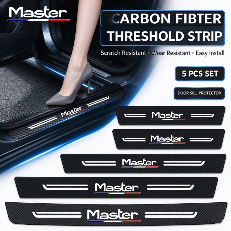 Carbon Fiber Anti Scratch Threshold Guard Strips For Renault Master Door Pedal Trunk Sill Bumper Protective Tape Decor Stickers