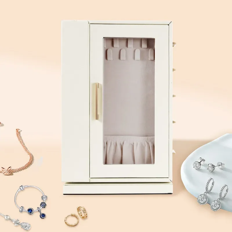 Rotating Jewelry Box Large Capacity Storage Organizer for Rings Earrings Necklaces High End Display Case Cross Border Gift